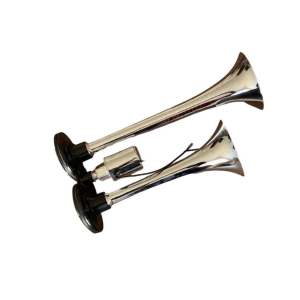 Buzina 2 Cornetas Metal Cromada Bivolt